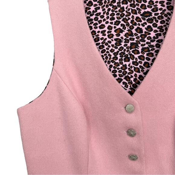 Vintage Pink Leopard Lined Vest Size Medium 90s Y2K - Picture 3 of 7